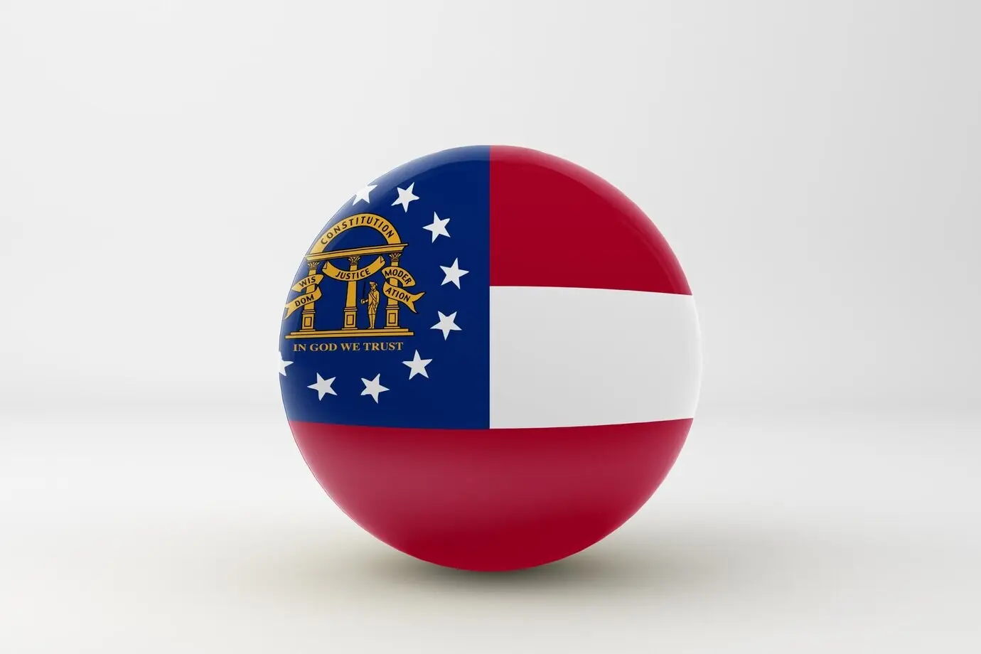 Georgia-Flagge vor weißem Hintergrund